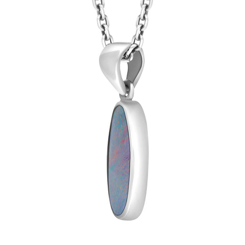 Sterling Silver Opal Doublet Abstract Necklace D