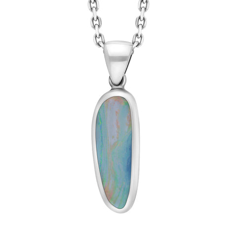 Sterling Silver Opal Doublet Abstract Necklace PUNQ0009513