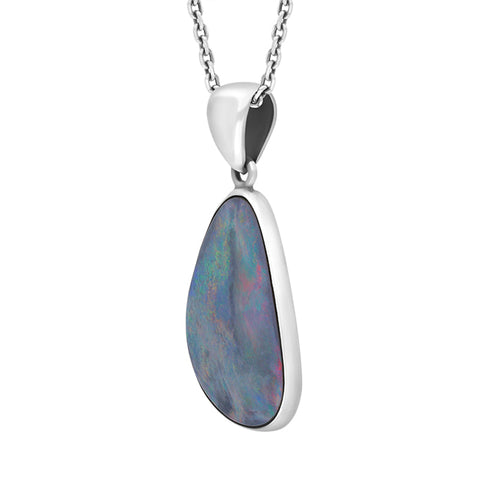 Sterling Silver Opal Doublet Abstract Necklace D