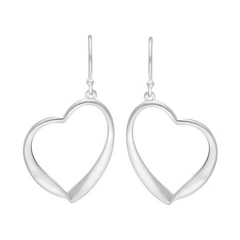 Sterling Silver Open Heart Drop Earrings E1979