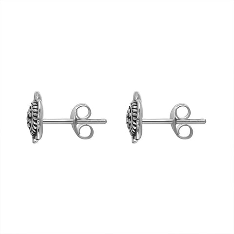 Sterling Silver Oxidised Flower Stud Earrings. E1973_2
