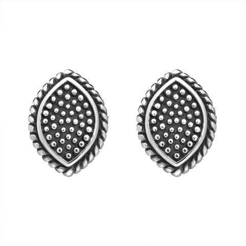 Sterling Silver Oxidised Marquise Stud Earrings. E1972