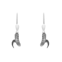 Sterling Silver Small Krampus Horn Drop Earrings, E2597.
