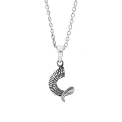 Sterling Silver Small Krampus Horn Pendant Necklace, P3697.