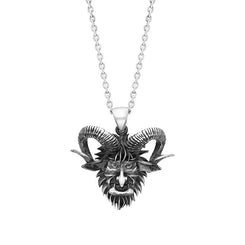 Sterling Silver Small Krampus Head Pendant Necklace, P3695.