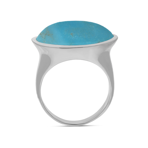Sterling Silver Turquoise Oval Statement Ring, R838_2.