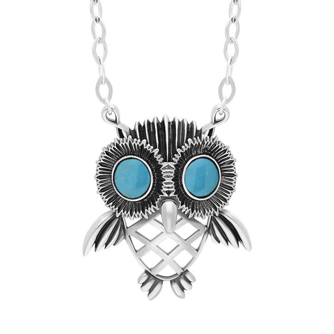 Sterling Silver Turquoise Owl Necklace, N872.