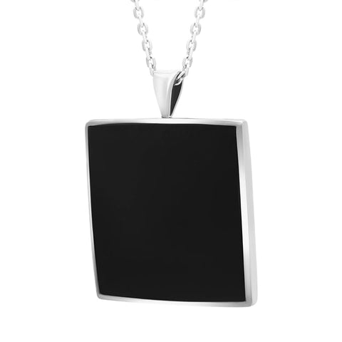 Sterling Silver Whitby Jet Square Necklace