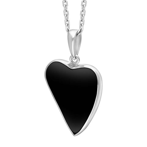 Sterling Silver Whitby Jet Abstract Heart Necklace, Punq0009037