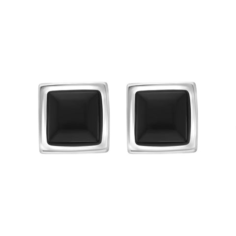 Sterling Silver Whitby Jet Concave Stud Earrings E580