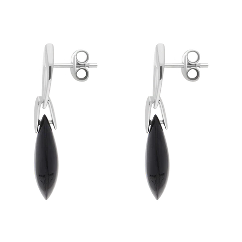 Sterling Silver Whitby Jet Flat Pear Shaped Drop Earrings E2563_2