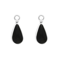 Sterling Silver Whitby Jet Large Pear Drop Earrings, E100