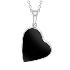 Sterling Silver Whitby Jet Tilted Heart Necklace, Punq0009025