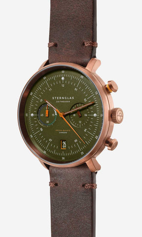 Sternglas Hamburg Chrono Green Bronze Watch