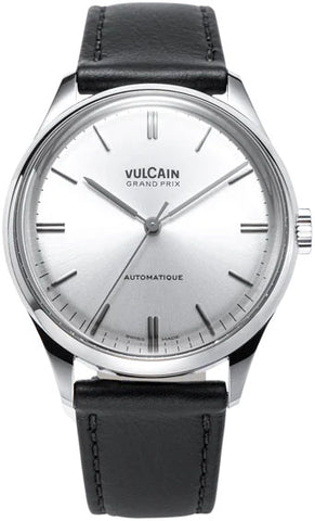 Vulcain Watch Grand Prix Silver Black Calf Leather 670171A50.BAC201