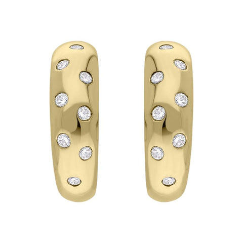 00077433 C W Sellors 18ct Yellow Gold Diamond Hoop Earrings, PJW-064
