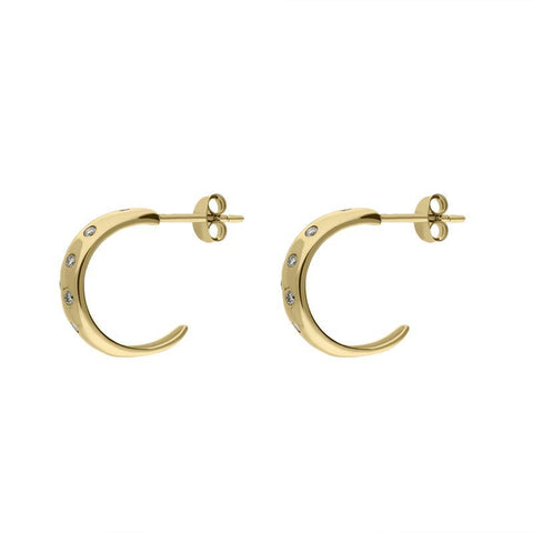 00077433 C W Sellors 18ct Yellow Gold Diamond Hoop Earrings, PJW-064