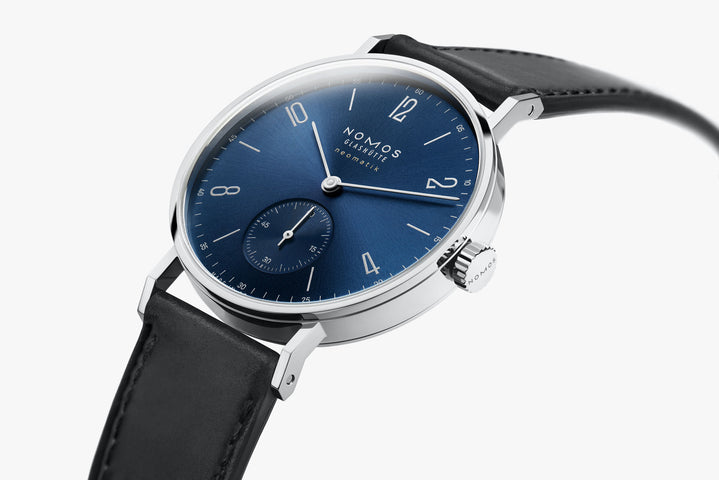 Nomos Glashutte Tangente Neomatik 39 Blue Gold Steel Back Watch