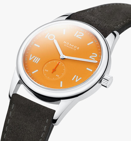Nomos Glashutte Club Campus 38 Future Orange Steel Back Watch