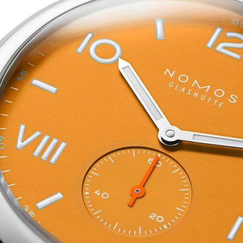 Nomos Glashutte Club Campus 38 Future Orange Steel Back Watch