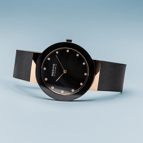 Bering Ceramic Black Mesh Ladies Watch