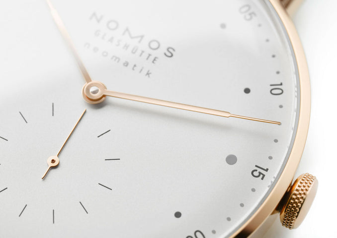 Nomos Glashutte Metro Neomatik 39 Rose Gold Sapphire Crystal Watch