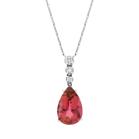 18ct White Gold 4.86ct Rubylite Diamond Pear Necklace D