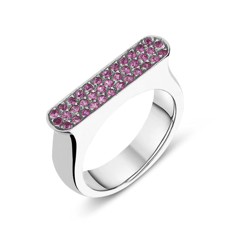 18ct White Gold Pink Sapphire Pave Ring D BAOS16010