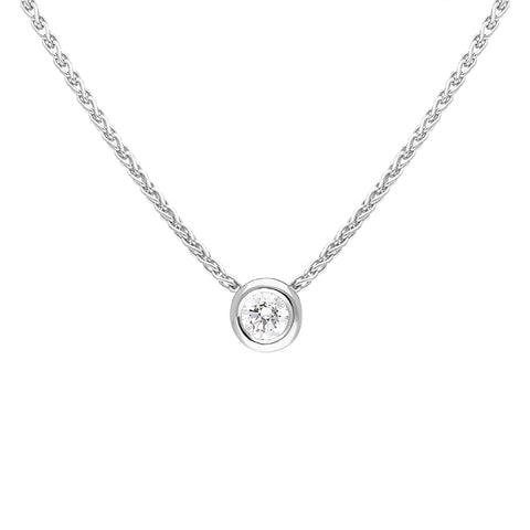 18ct White Gold 0.15ct Diamond Solitaire Pendant Necklace, BLC-296
