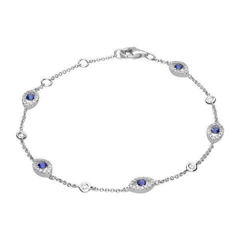 18ct White Gold 0.43ct Diamond Sapphire Marquise Bracelet. B109018ct White Gold Sapphire Diamond Marquise Bracelet. B1090.