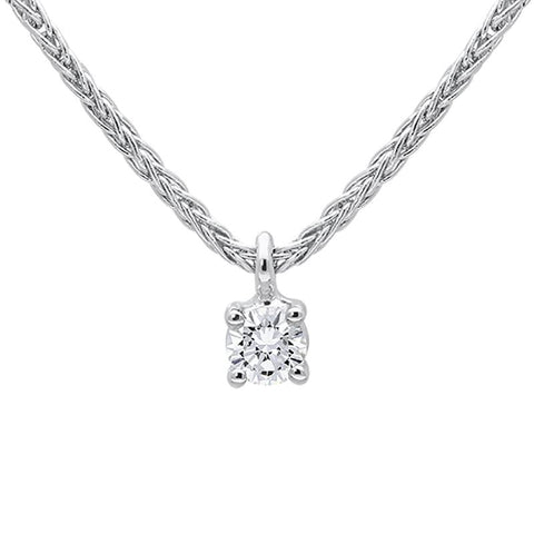 18ct White Gold 0.10ct Diamond Brilliant Cut Solitaire Necklace BLC-101