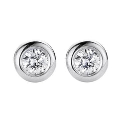 18ct White Gold 0.20ct Diamond Bezel Set Solitaire Stud Earrings BLC-041