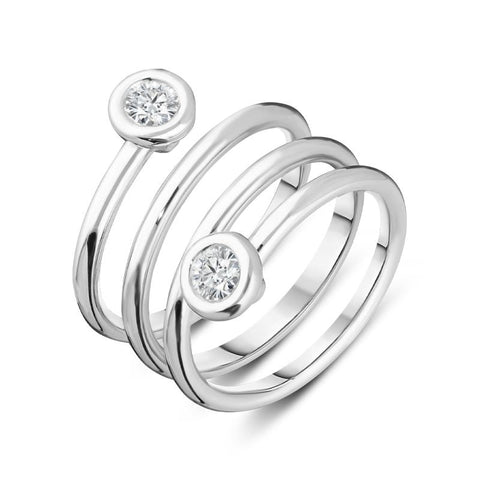 18ct White Gold 0.32ct Diamond Spiral Ring, BLC-142.
