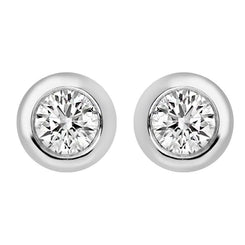 18ct White Gold 0.06ct Diamond Bezel Set Solitaire Stud Earrings BLC-046