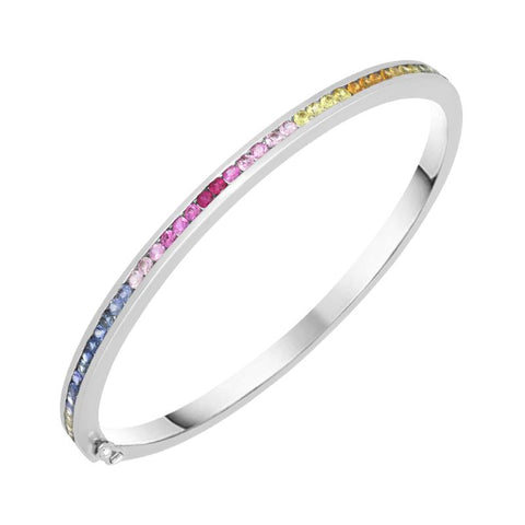 18ct White Gold 1.76ct Rainbow Sapphire Bangle PJW-007