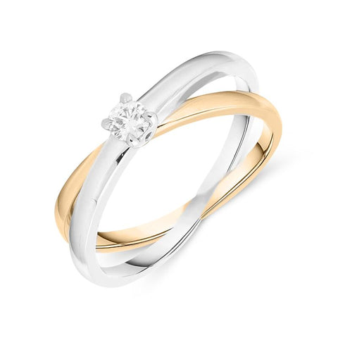 18ct White and Rose Gold 0.13ct Diamond Ring BLC-096