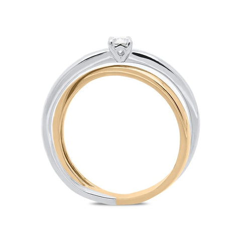 18ct White and Rose Gold 0.13ct Diamond Ring BLC-096