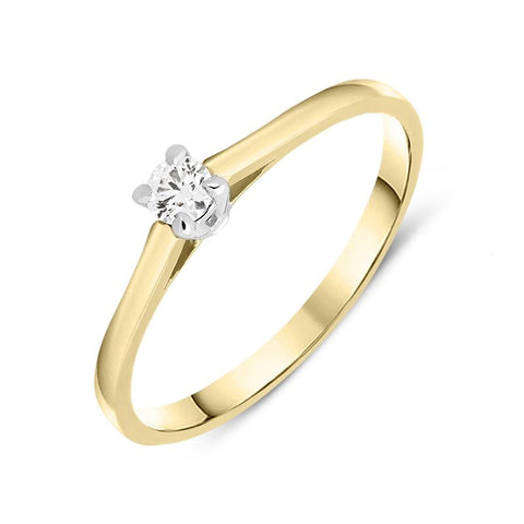 18ct Yellow Gold 0.11ct Brilliant Cut Diamond Solitaire Ring BLC-092