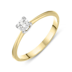 18ct Yellow Gold 0.22ct Diamond Brilliant Cut Solitaire Ring, BLC-040.