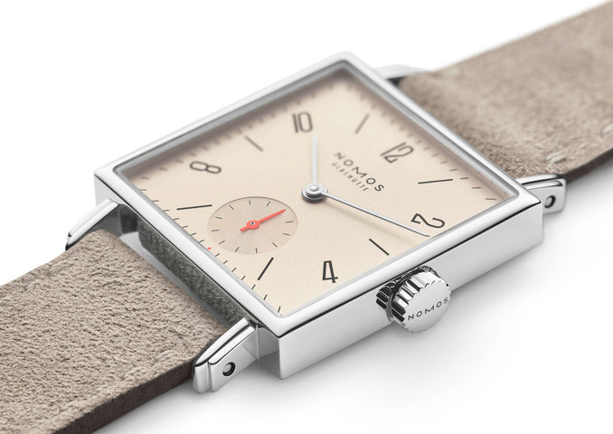 Nomos Glashutte Tetra 27 Champagne Steel Back Watch