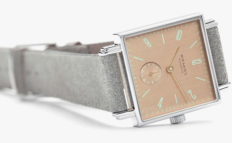 Nomos Glashutte Tetra Goldelse Sapphire Crystal Watch