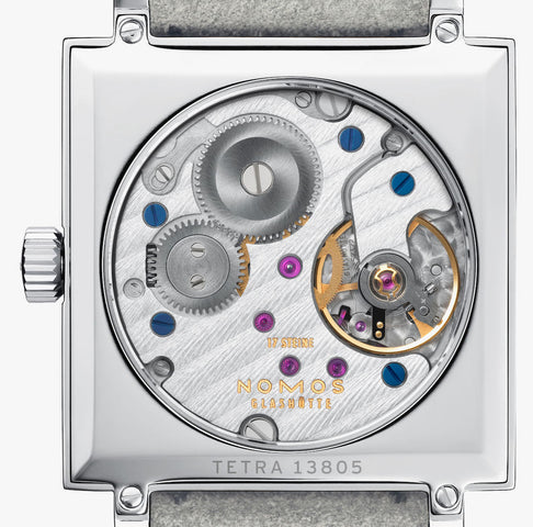 Nomos Glashutte Tetra Goldelse Sapphire Crystal Watch