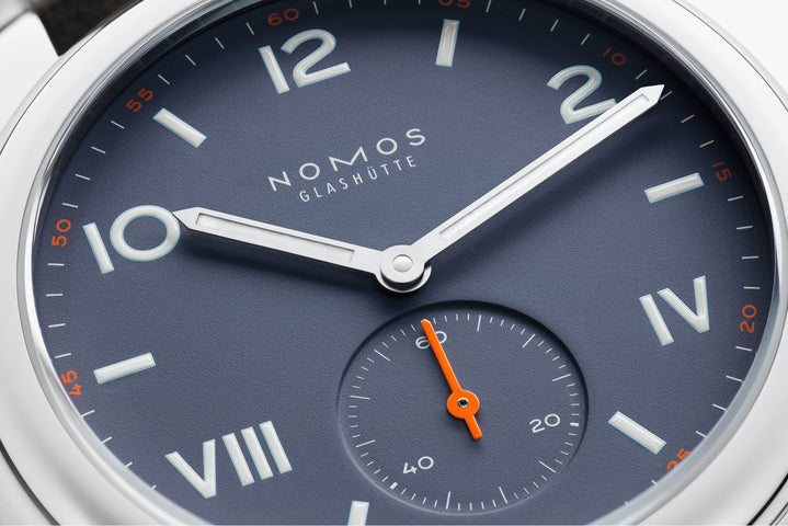Nomos Glashutte Club Campus Blue Purple Steel Back Watch