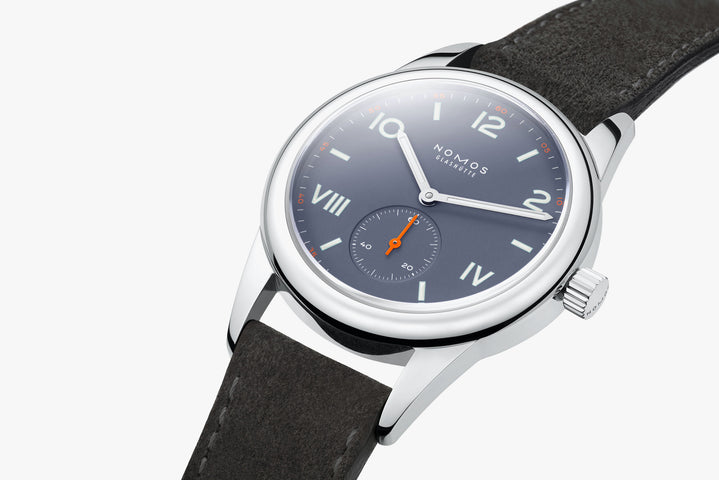 Nomos Glashutte Club Campus Blue Purple Steel Back Watch