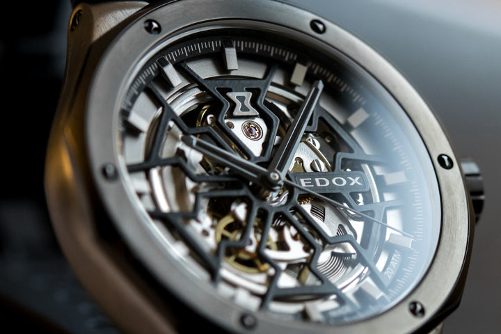 Edox Delfin Mecano 3 Hands Skeleton Watch