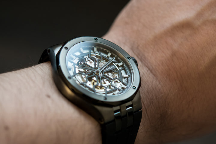 Edox Delfin Mecano 3 Hands Skeleton Watch