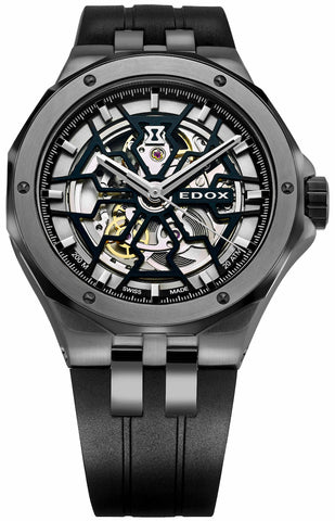 Edox Delfin Mecano 3 Hands Skeleton Watch