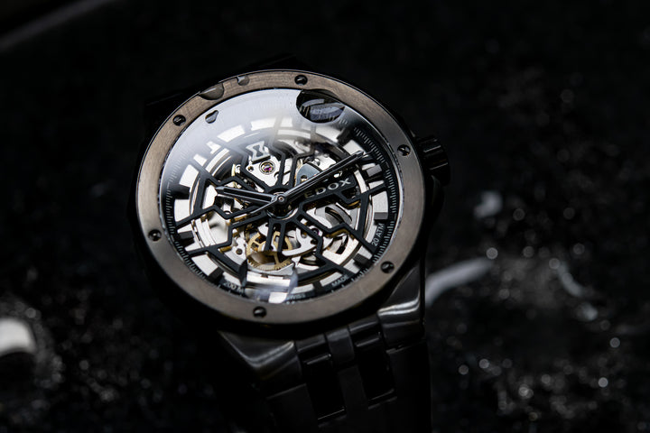 Edox Delfin Mecano 3 Hands Skeleton Watch