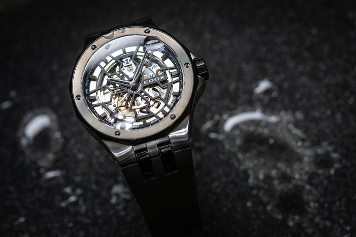 Edox Delfin Mecano 3 Hands Skeleton Watch