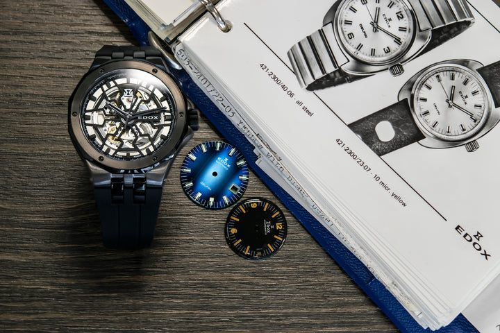 Edox Delfin Mecano 3 Hands Skeleton Watch